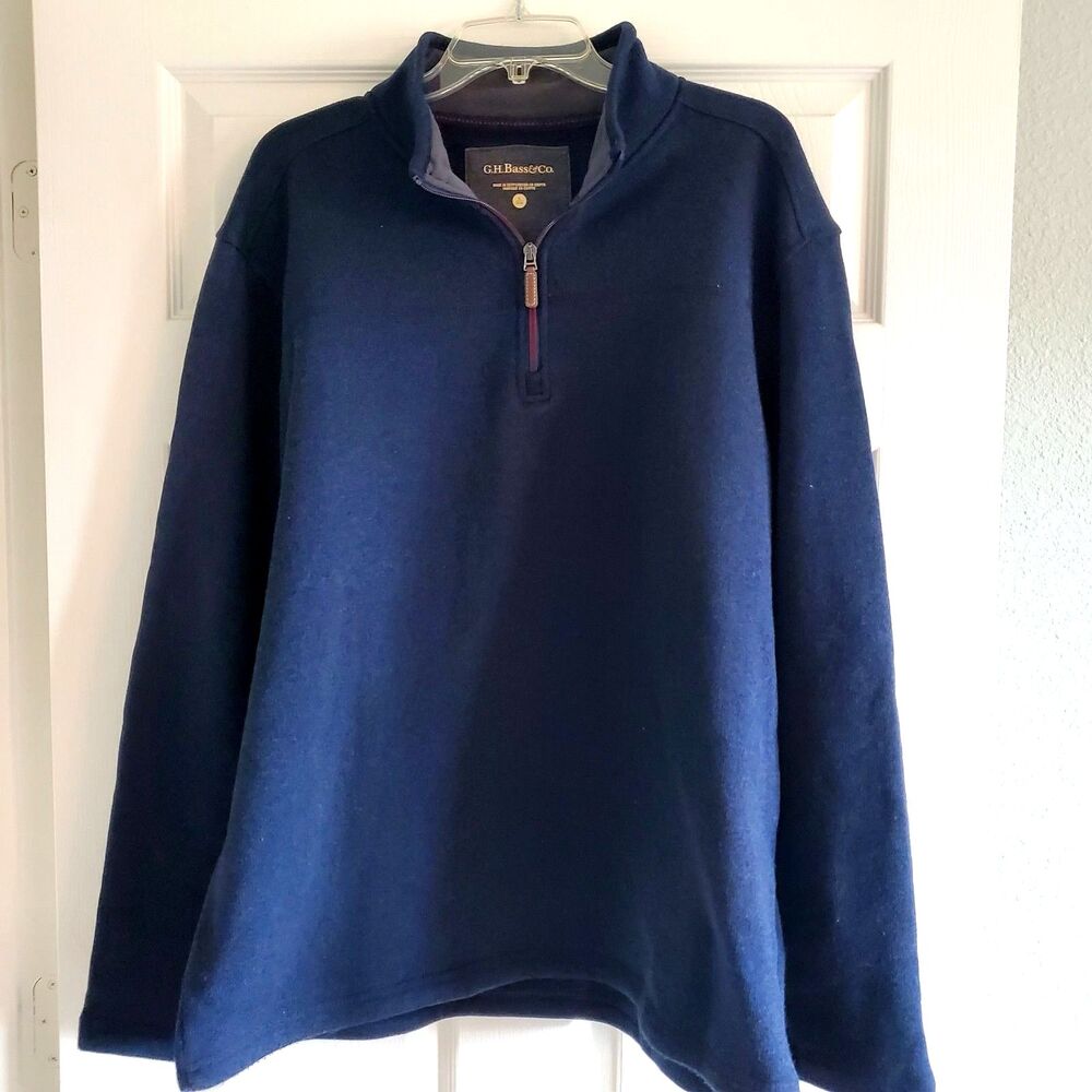 G.H. Bass & Co Mens Size XL Navy 1/4 Zip Long Sleeve Fleece Pull-Over Sweater